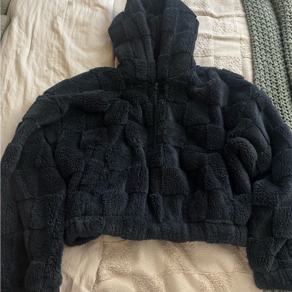 American Eagle Black Fuzzy Jacket